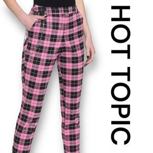 HOT TOPIC Women’s Plaid Pink Black Pants Punk Goth Rock Juniors Small